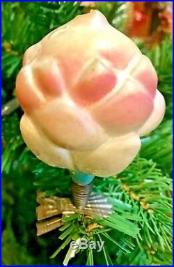 Antique Vintage Pastel Artichoke On A Clip German Glass Christmas Ornament