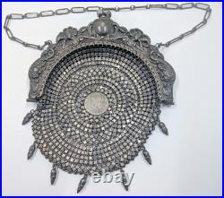 Antique Vintage Purse Mythological Mermaids Sea Monsters German Silver BB92-5