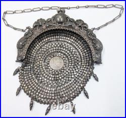 Antique Vintage Purse Mythological Mermaids Sea Monsters German Silver BB92-5