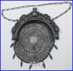 Antique Vintage Purse Mythological Mermaids Sea Monsters German Silver BB92-5