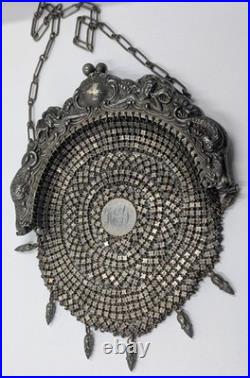 Antique Vintage Purse Mythological Mermaids Sea Monsters German Silver BB92-5