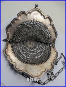 Antique Vintage Purse Mythological Mermaids Sea Monsters German Silver BB92-5