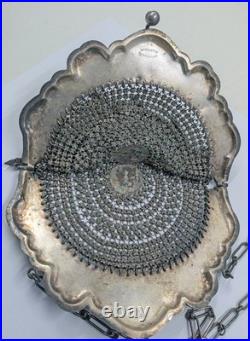 Antique Vintage Purse Mythological Mermaids Sea Monsters German Silver BB92-5