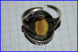 Antique Vintage Silver 835 Women's Jewelry Ring Old German Natural Coral 7.31 gr