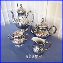 Antique Vintage Silver Plated over Porcelain WMF GERMAN TEA SET 4 piece
