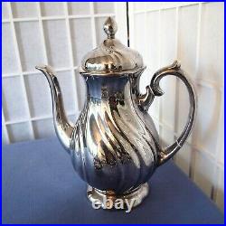 Antique Vintage Silver Plated over Porcelain WMF GERMAN TEA SET 4 piece