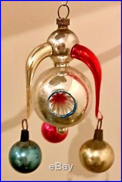 Antique Vintage Triple Indent Fantasy With Balls Glass German Christmas Ornament