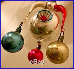 Antique Vintage Triple Indent Fantasy With Balls Glass German Christmas Ornament