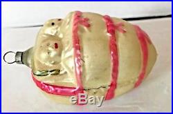Antique Vintage Twin Babies In Bunting Glass German Figural Christmas Ornament
