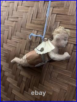Antique Vintage Victorian German Wax Cherub Angel Christmas Ornament