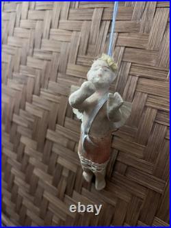 Antique Vintage Victorian German Wax Cherub Angel Christmas Ornament