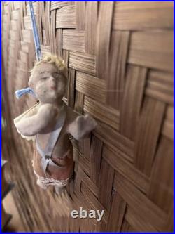 Antique Vintage Victorian German Wax Cherub Angel Christmas Ornament