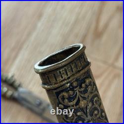 Antique/ Vintage Victorian Ornate German Heavy Brass Handled Scissors & Sheath