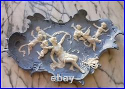 Antique Volkstedt German Blue Jasperware, 19th century, Goddess & Cherubs Antique Volkstedt German Blue Jasperware, 19th century, Goddess & Cherubs