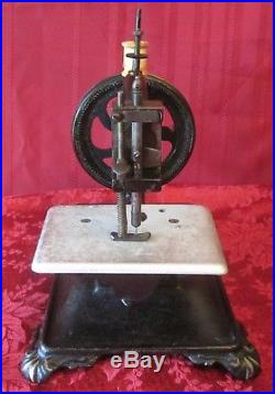 Antique Vtg 1800's Cast Iron Table Top Hand Crank Sewing Machine German Works EX