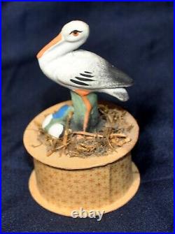 Antique Vtg 1925 German Composition Candy Container Easter Stork Near Mint