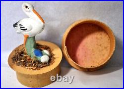 Antique Vtg 1925 German Composition Candy Container Easter Stork Near Mint