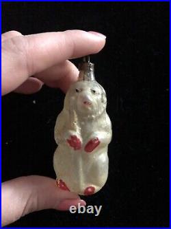 Antique Vtg Mercury Glass German Bear with Stick Christmas Xmas Ornament- 1900s Antique Vtg Mercury Glass German Bear with Stick Christmas Xmas Ornament- 1900s