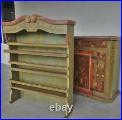 Antique Vtg Swedish German French Country Painted Cabinet Hutch Cupboard Pantry