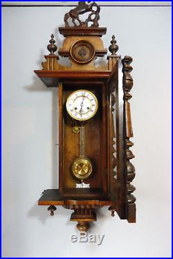 Antique Wall Clock Old German Wall Clock in Mahogany Wood Vintage