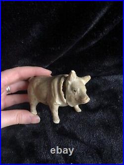 Antique White German Paper Mache Composition Pig Candy Container Figurine-1900s
