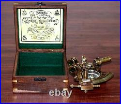 Antique Working Vintage Nautical German Marine Brass Sextant With Wooden Box