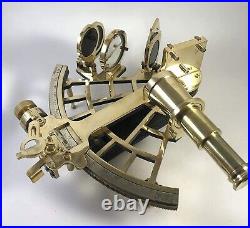 Antique Working Vintage Nautical German Marine Brass Sextant With Wooden Box