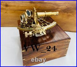 Antique Working Vintage Nautical German Marine Brass Sextant With Wooden Box