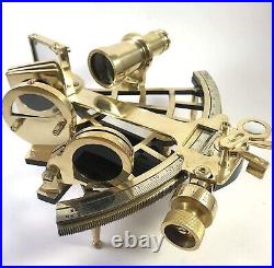 Antique Working Vintage Nautical German Marine Brass Sextant With Wooden Box