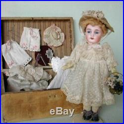 Antique bisque doll Kestner with BOX Mignonette Head mark K 18 Blue fixed eyes