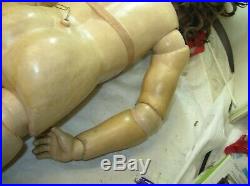 Antique large Simon & Halbig Bisque Doll 36. UNUSUAL SIZE has pull string