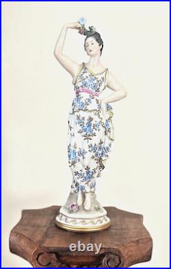 Antique rare German porcelain statue-Lady with flowers-marked