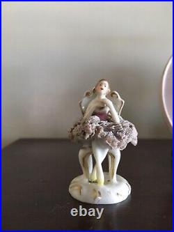 Antique, rare Miniature Lace Ballerina German porcelain Figurines Marked