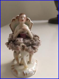 Antique, rare Miniature Lace Ballerina German porcelain Figurines Marked