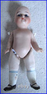 Antique small All Bisque Jointed Girl Doll German 4 1/4 tall Antique small All Bisque Jointed Girl Doll German 4 1/4 tall