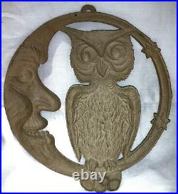 Antique/vintage 1920's German Halloween Diecut Large Crescent Moon & Owl
