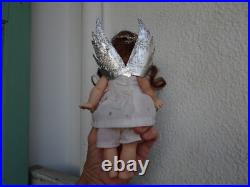 Antique, vintage 8'' small German, bisque, Christmas fairy doll, angel, tree topper