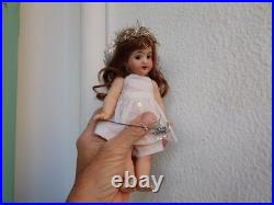 Antique, vintage 8'' small German, bisque, Christmas fairy doll, angel, tree topper