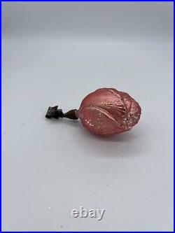 Antique/vintage. German Glass Christmas Ornament Pink Rose/tulip Flower Clip On