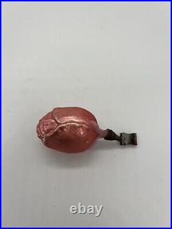 Antique/vintage. German Glass Christmas Ornament Pink Rose/tulip Flower Clip On