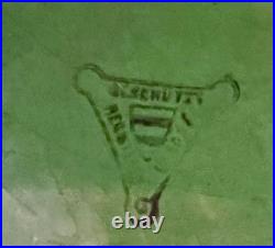 Antiques Vintage German Porcelaine 12 Green Bowl with Bronze Trim Wreath Detail