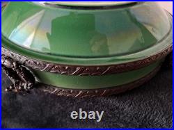 Antiques Vintage German Porcelaine 12 Green Bowl with Bronze Trim Wreath Detail