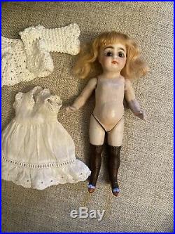 As Is All Bisque French Market Rare 6 Antique Doll Fancy Shoes Antique Dress