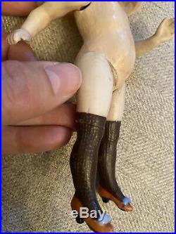 As Is All Bisque French Market Rare 6 Antique Doll Fancy Shoes Antique Dress