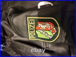 Authentic Vintage NOS German Polizei Police Motorcycle Leather Jacket Size 42