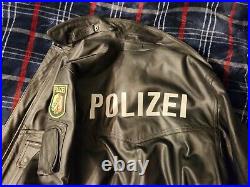 Authentic Vintage NOS German Polizei Police Motorcycle Leather Jacket Size 42