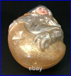 BOY CLOWN in the MOON Figural Antique Christmas German glass ornament decoration