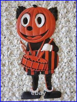 BRIGHT Antique Vintage 1920's German Halloween Die Cut Pumpkin Man withDrum BRIGHT Antique Vintage 1920's German Halloween Die Cut Pumpkin Man withDrum