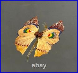 Beautiful Antique Butterfly Annealed Glass Hand painted Spun Glass Wings German