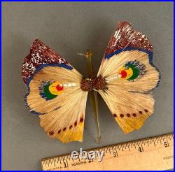 Beautiful Antique Butterfly Annealed Glass Hand painted Spun Glass Wings German
